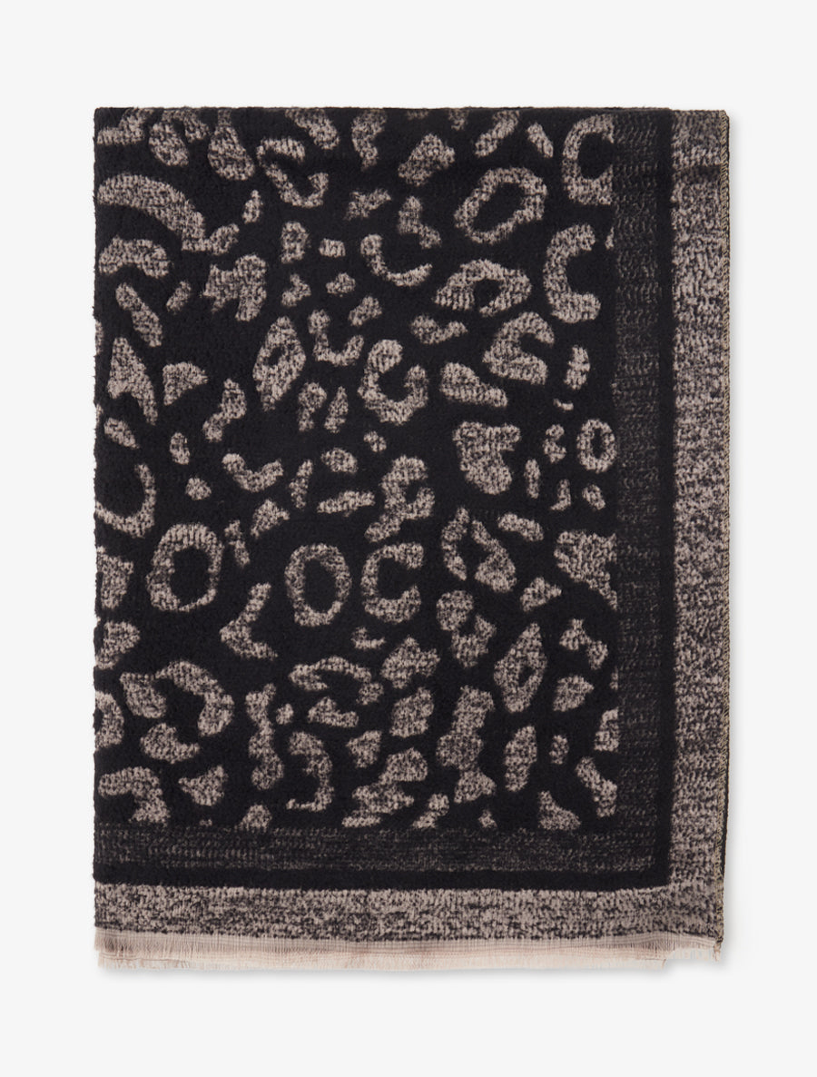 Echarpe molletonnée à motif léopard - Noir - 2