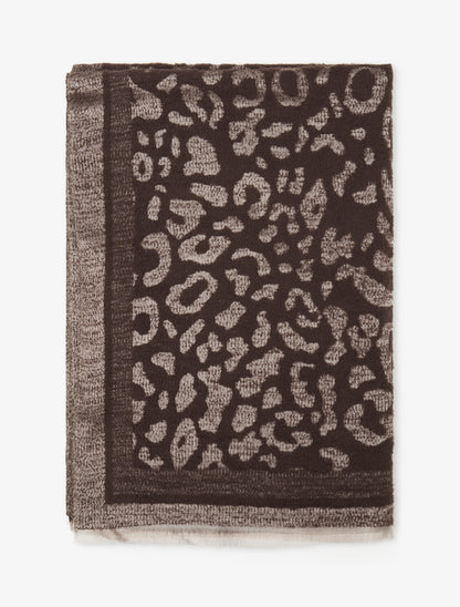 Echarpe molletonnée à motif léopard - Marron - 2