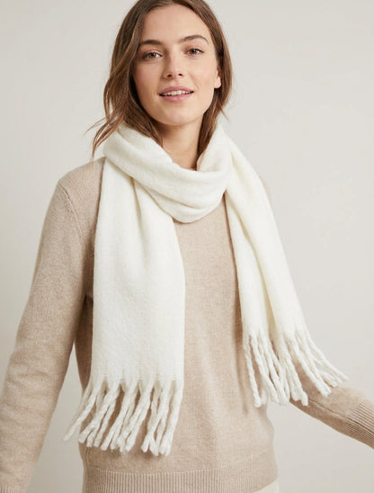 Echarpe laine duveteuse à franges - Blanc
