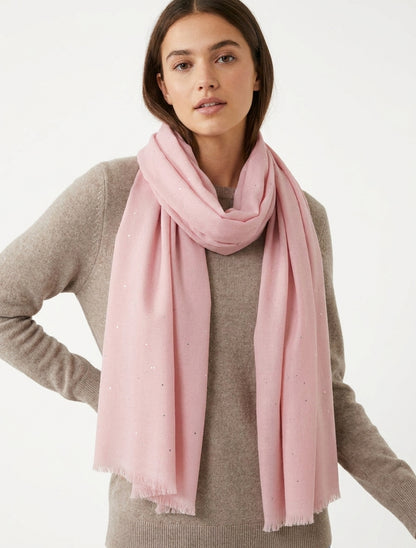 Echarpe coton mélangé à sequins - Rose