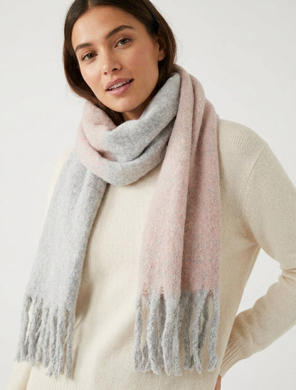 Echarpe en laine mélangée à franges - Rose