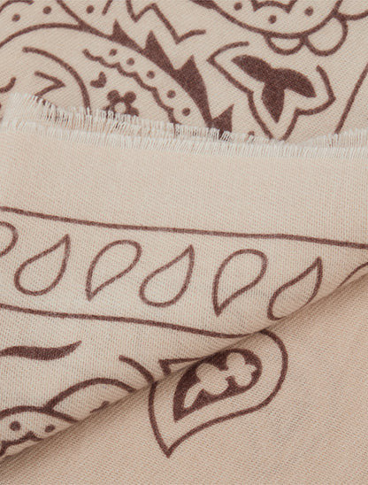 Foulard imprimé cachemire à bords effilochés - Taupe - 3