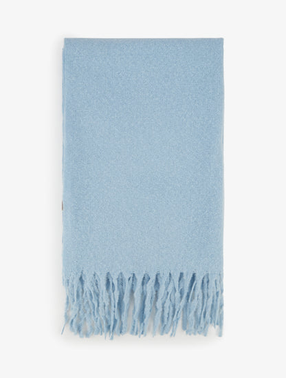 Echarpe uni à franges - Bleu ciel - 2