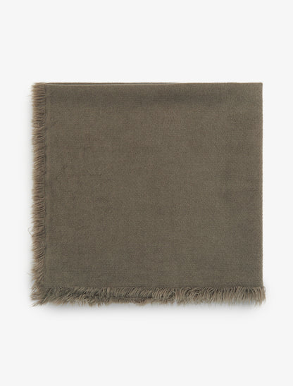 Foulard uni à bords effilochés - Kaki - 2