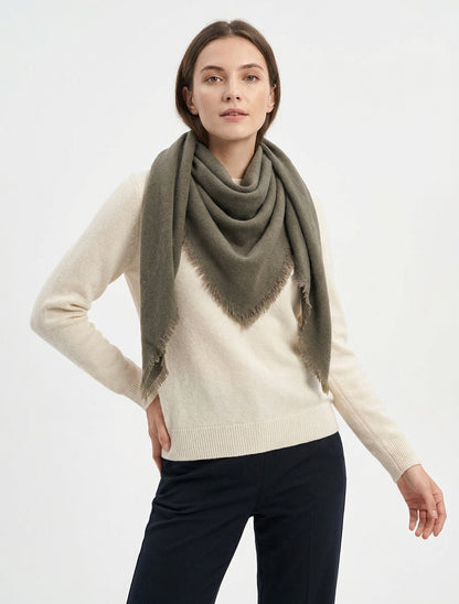 Foulard uni à bords effilochés - Kaki