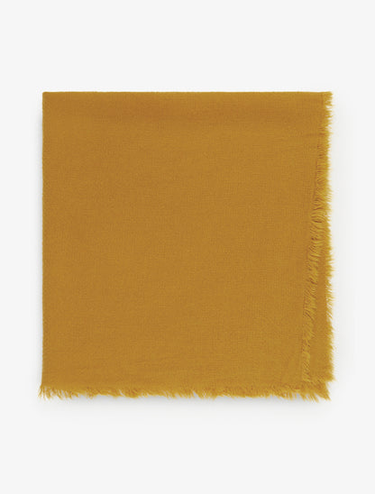 Foulard uni à bords effilochés - Jaune moutarde - 2