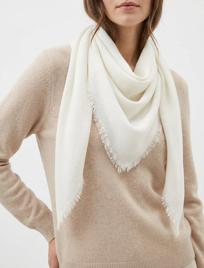 Foulard uni à bords effilochés - Blanc