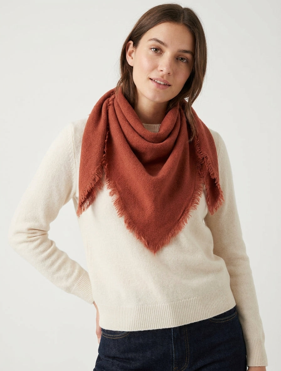 Foulard uni à bords effilochés - Orange