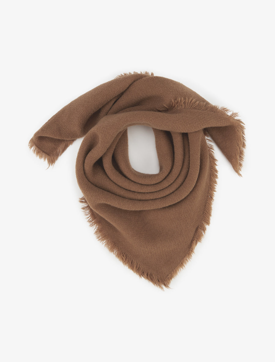 Foulard uni à bords effilochés - Camel - 1