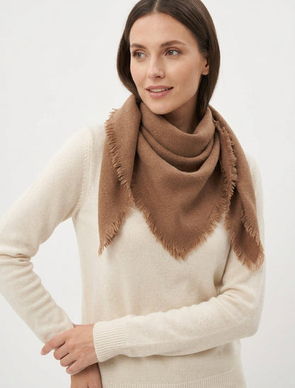 Foulard uni à bords effilochés - Camel