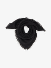 Foulard uni à bords effilochés - Noir - 1