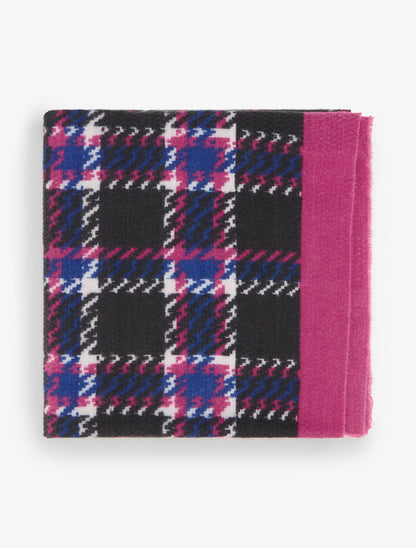 Foulard imprimé carreaux à bords effilochés - Fushia - 2
