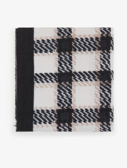 Foulard imprimé carreaux à bords effilochés - Noir - 2