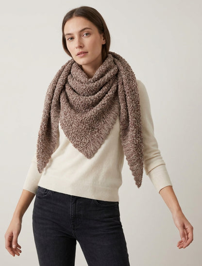 Châle triangulaire en maille bouclée - Taupe