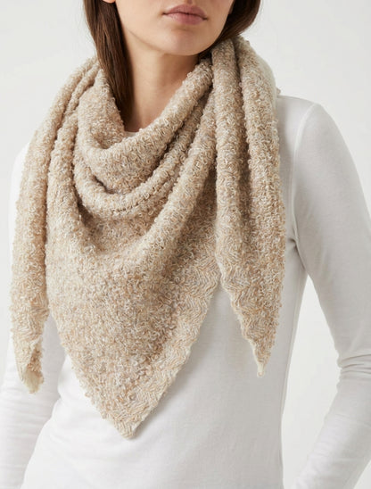 Châle triangulaire en maille bouclée - Beige