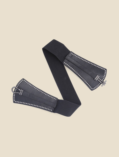 Ceinture cloutée à fermoir en T - Noir - 2