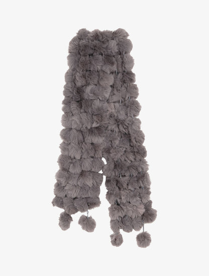 Echarpe en pompons en fausse fourrure - Gris foncé - 2