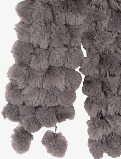 Echarpe en pompons en fausse fourrure - Gris foncé - 3