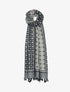 Foulard à motifs géométriques contrastants et bords à pompons - Gris foncé - 2