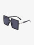 Lunettes carrées oversize à détail métallique - Noir - 1