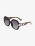 Lunettes rondes oversize à branches stylisées - Noir/léopard - 1