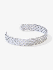 Jonc ouvert gravé multi-losanges - Argent - 1