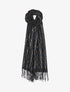 Echarpe à imprimé ovale irisé et franges - Noir - 1