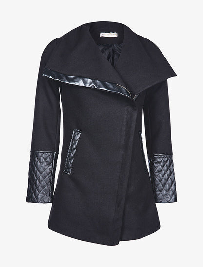 Manteau manchons en simili - Noir - 1