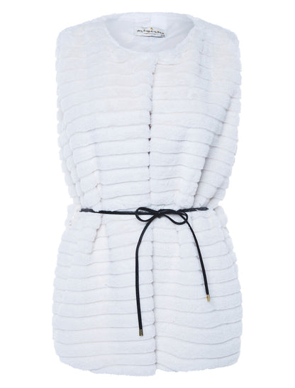 Gilet fausse fourrure sans manche - Blanc - 1