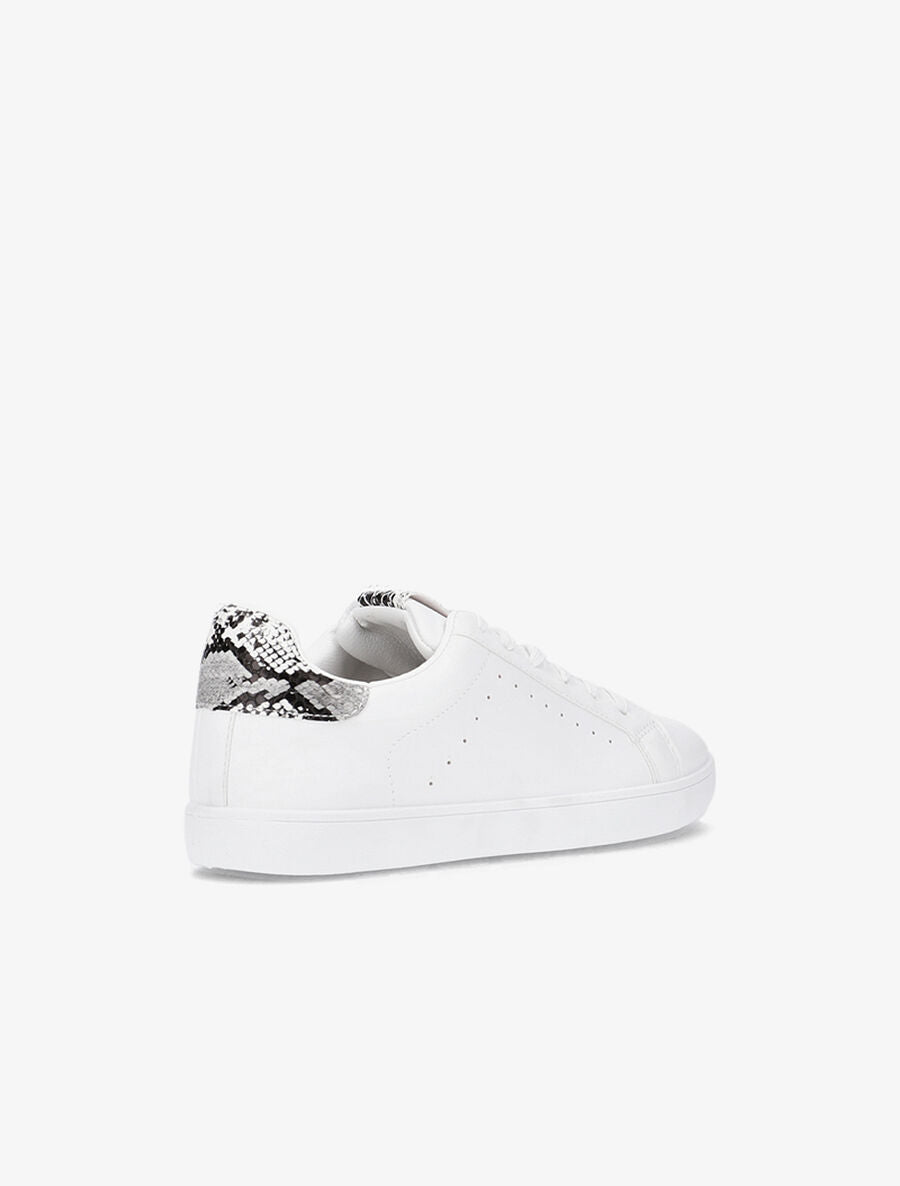 Sneakers à languette et contrefort imprimé - Blanc/python - 4
