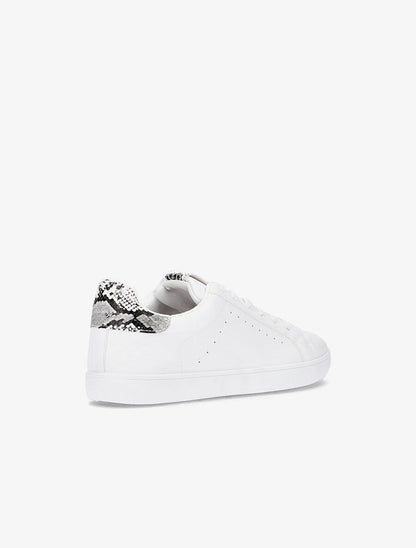 Sneakers à languette et contrefort imprimé - Blanc/python - 4