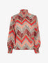 Blouse à col montant élastiqué imprimé animal - fushia - 1