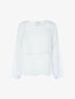 Blouse à décolleté dentelle et avant gaufré - blanc - 1