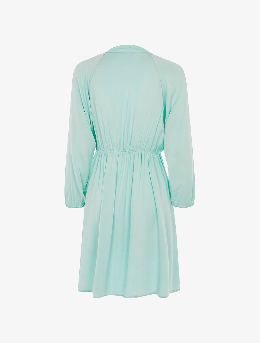 Robe cintrée col à nouer - turquoise - 2