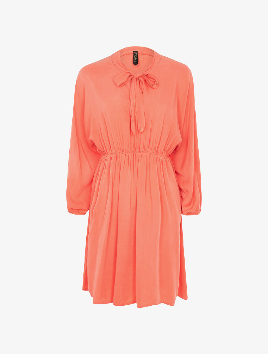 Robe cintrée col à nouer - orange - 1