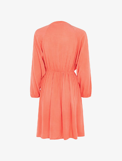 Robe cintrée col à nouer - orange - 2