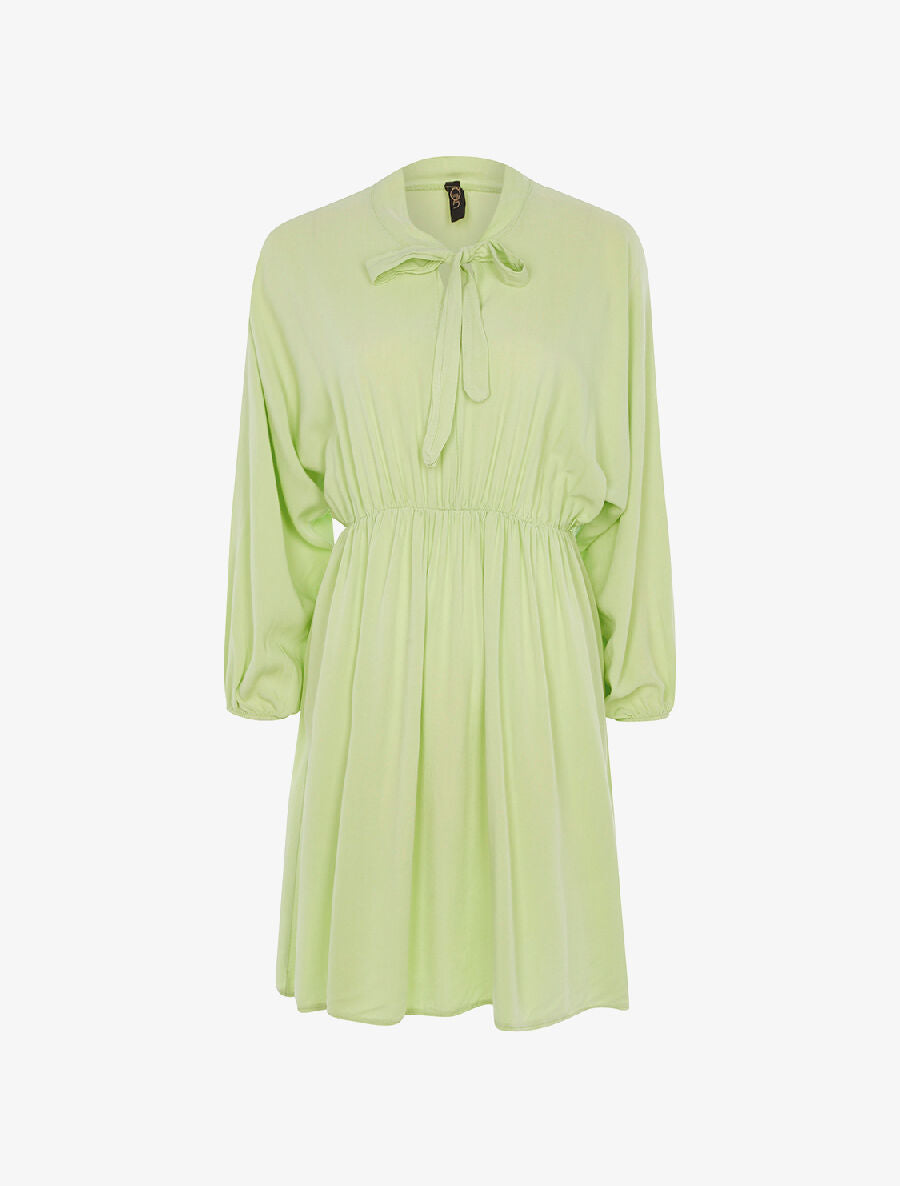 Robe cintrée col à nouer - vert pomme - 1