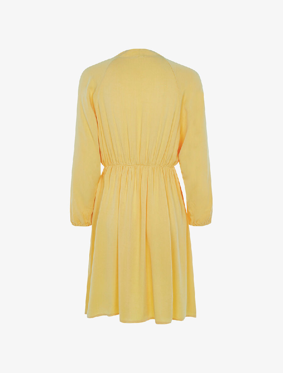 Robe cintrée col à nouer - jaune - 2