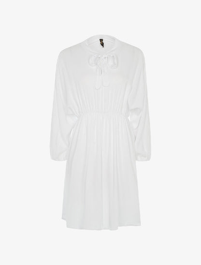Robe cintrée col à nouer - blanc - 1