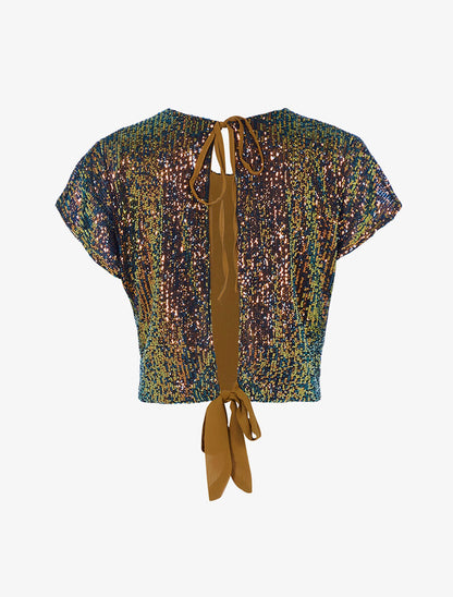 Crop top en sequins multicouleur - Multi/marron - 2