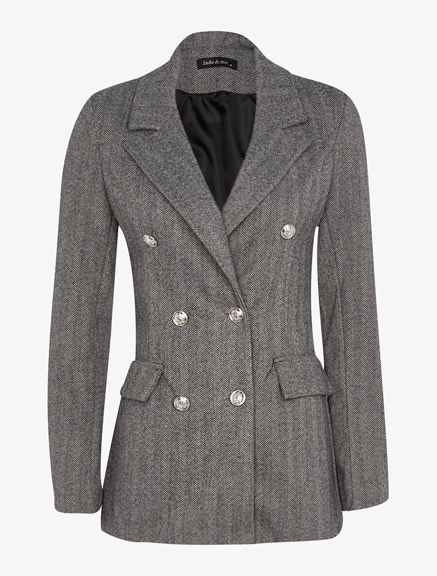 Veste croisé irisé à fines rayures - Gris clair - 1