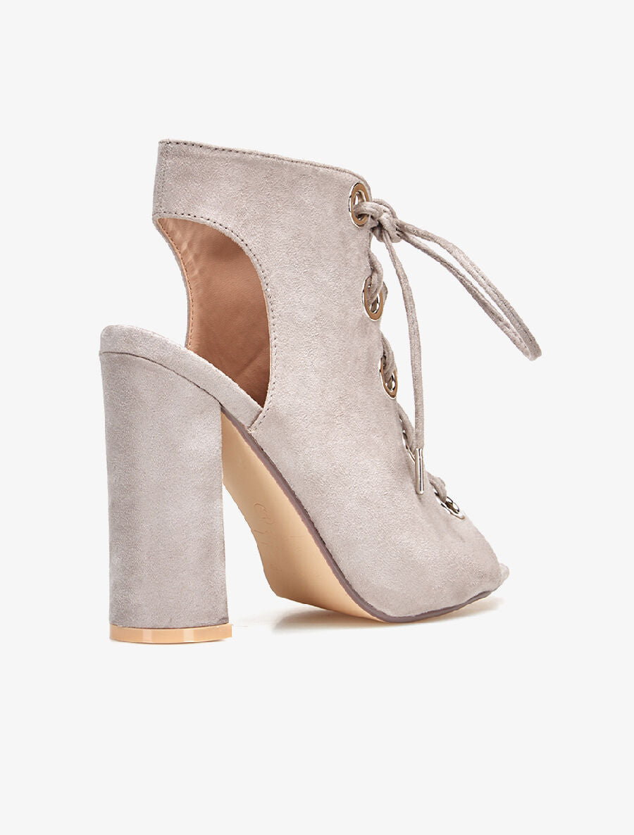 Peep-toes hautes à oeillets - gris - 4