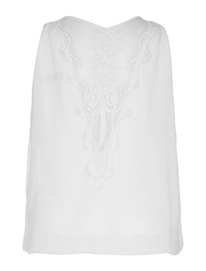 Top en voile dos plastron - Blanc - 2