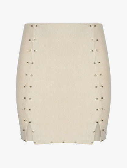 Jupe détails cloutés - Beige - 1
