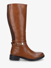 Bottes en simili à boucle rectangulaire - Camel - 1