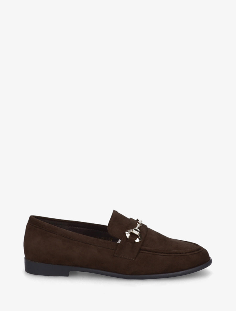 Mocassins en suédine à boucle stylisée - Chocolat - 1