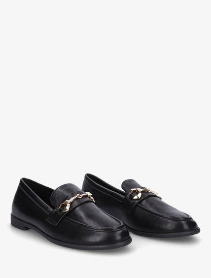 Mocassins en simili à boucle stylisée - Noir - 4
