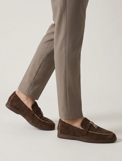 Mocassins en suédine à boucle décorative - Marron