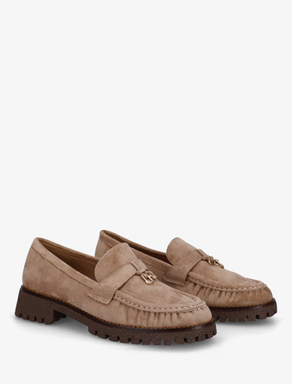Mocassins en suédine à semelle crantée - Beige foncé - 4