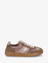 Sneakers à empiècement velours et semelle texturée - Marron - 1